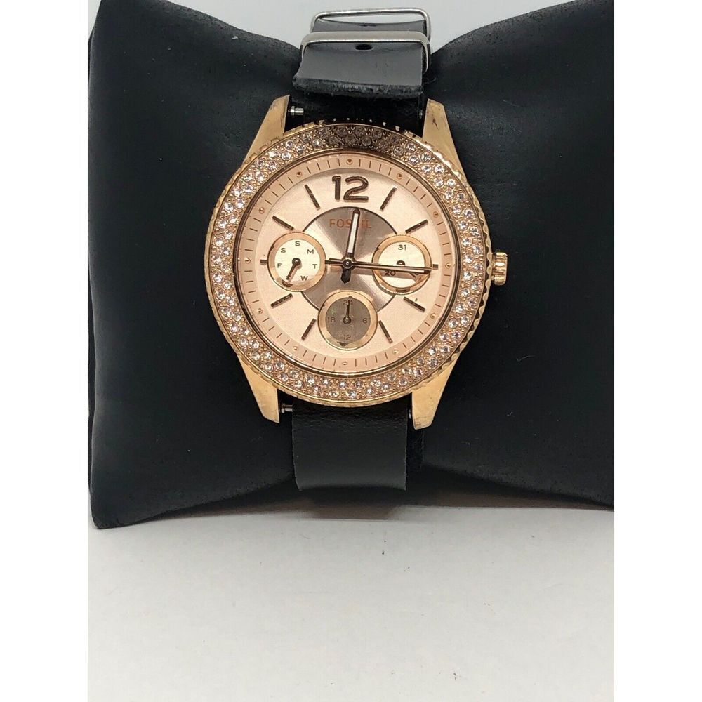 Fossil ES3590 Women's Leather Analog Rose Gold Dial Quartz Genuine Watch HO240